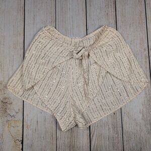 Victoria's Secret Metallic Stripe Shorts‎ Smocked Waist Tie Front XS